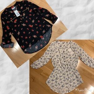 2 NWT Urban Kids button up 3/4 length tunic blouse/shirt-size L(14/16)